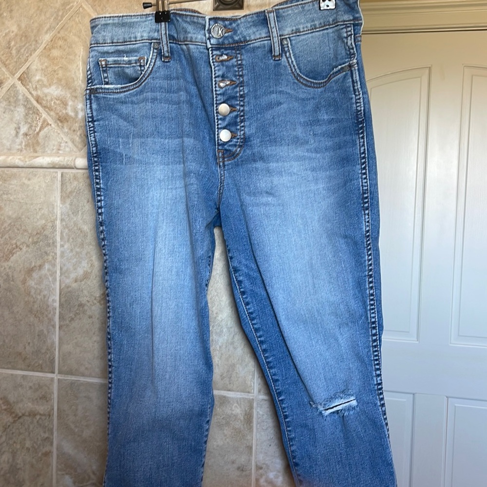 Worn once Kut from the Kloth Donna ankle skinny button fly jeans size 10